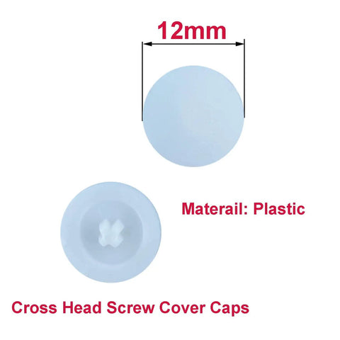 50 Pieces Waterproof Plastic Self Tapping Caps White For Phillips Screw Heads Ideal For Cabinet Bookcase And Shoe Cabinet Hardware Protection Anti Corrosion Plus Long Lasting Utility, top and bottom view showing 12mm size.