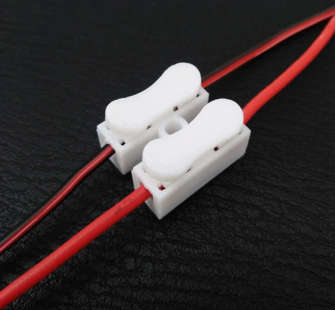 100 Pcs 2P CH2 Quick Connector Spring Cable Clamp Terminal White PP Flame Retardant Material 10A Two Way Connector for Light Bar Wiring