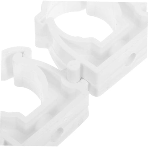Close-up of Heavy Duty PVC clamps from 35 Piece Pipe Clamp Buckle Repair Kit For Water Pipes And Hoses, DIY Friendly Emergency Pipe Repair Tools, White.