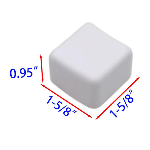 White Plastic Square End Cap For 1-5/8 Inch Strut Channel Ends, 50 Pack, showing dimensions and durable PVC material