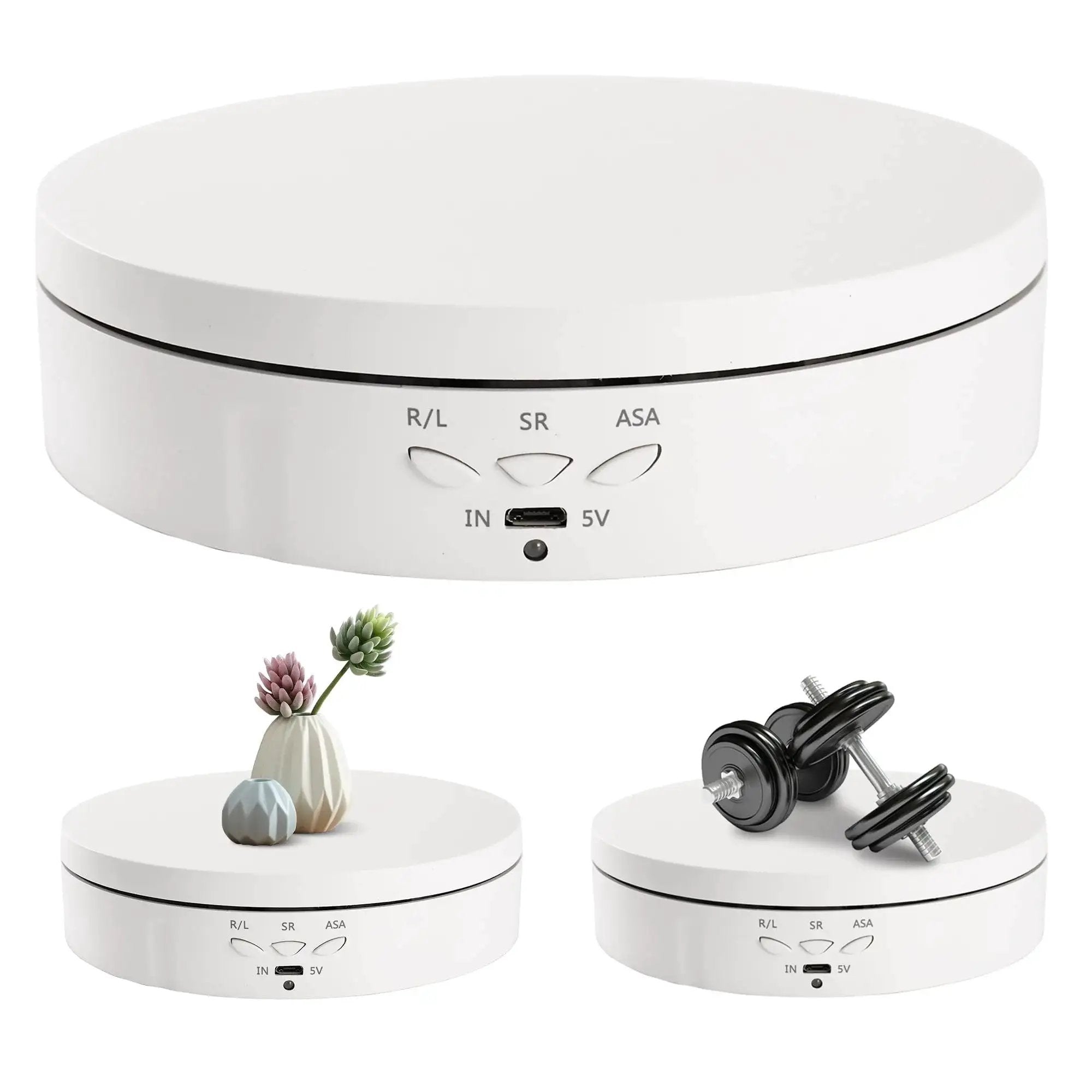 White Rotating Display Stand With USB And Battery Powe...