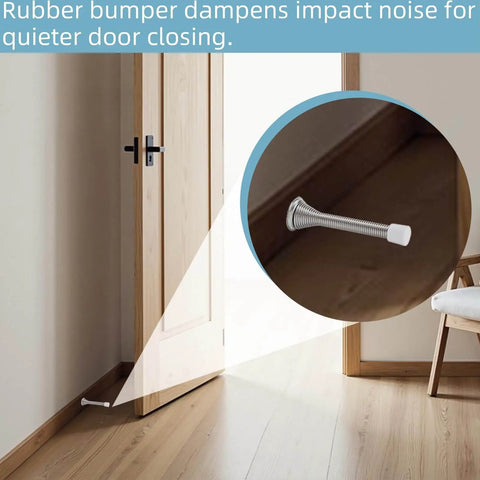 25 Pack Door Stop Tips Caps 0.39 Inch White Rubber installed on door stop baseboard protector