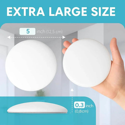 Strongest Home Wall & Door Handle Stopper 5" Set of 3 Pieces White Rubber, showing extra large size comparison.