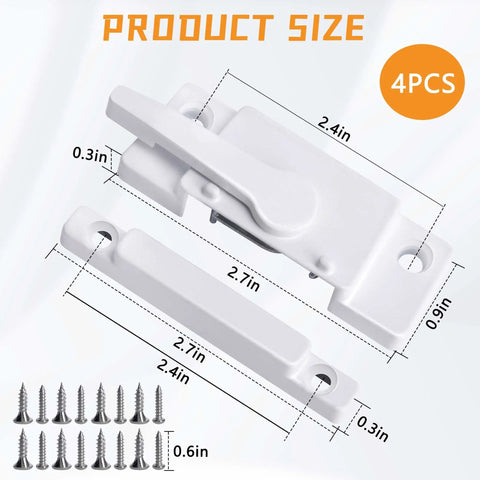 Maintain home security with a 4 pack of white sash locks for single-hung and double-hung windows; includes 16 screws.