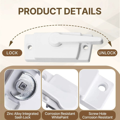 Durable White Cam Window Locks Set For Single And Double Hung Windows 4 Pcs Sash Locks Replacement product details