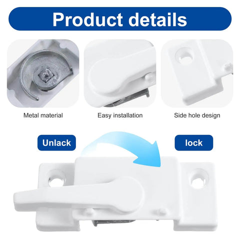 Enhance home security with this 2-pack white sash locks for single and double hung windows, featuring durable cam design.