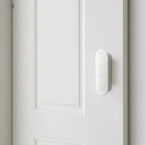 White door with 2 Pack Self Adhesive Push Pull Cabinet Handles No Drilling Plastic Stick On for Cabinet Drawer Closet Window Glass Sliding Door