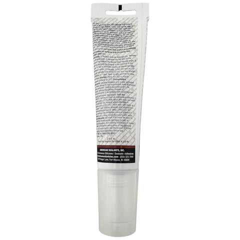 Rear view of White Food Grade Silicone Sealant 2.8 Oz Squeeze Tube 3 Pack Non Slump Moisture Cure RTV Silicone That Stays Flexible