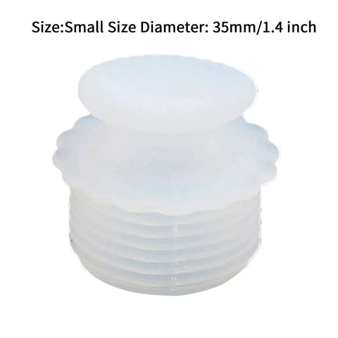 White Silicone Spiral Screw Thermal Sealed Stopper for Home Vacuum Flasks, 35mm size, reusable plug for kettles, shown in close-up