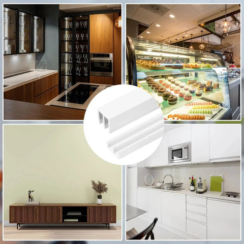 Plastic Sliding Door Track Kit for One Eighth Inch Panels White Upper Rail and Lower Rail 2.95ft for Cabinets and Glass Cabinets