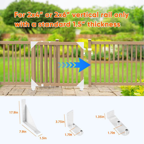 White Sliding Gate Hardware Kit Heavy Duty Rolling Gate System for Wooden Fences with Anti Sag Design, displayed in use with vertical rail.