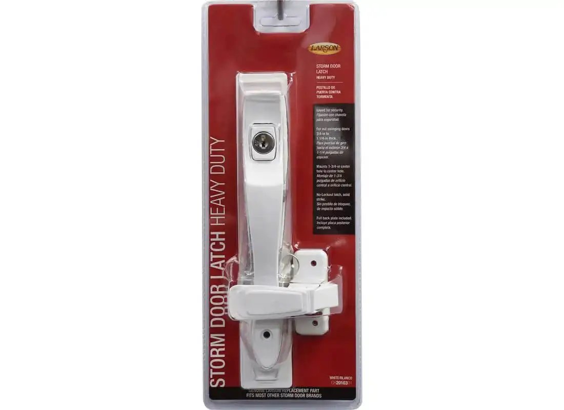 White Push Button Heavy Duty Storm Door Latch With Key...