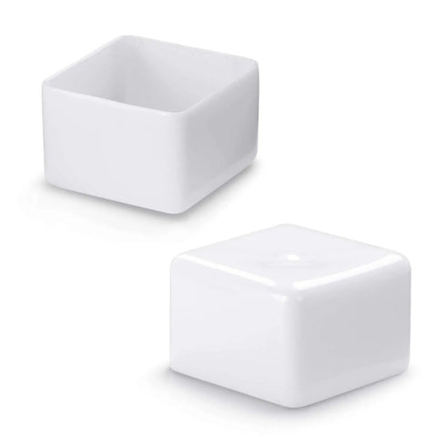 Soft rubber end caps for 1-5/8 inch Unistrut channels in white deliver snug, vibration resistant edge protection.