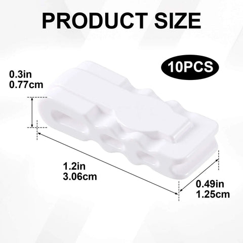 10 Pack Vacuum Storage Bags Sealing Clips Set product size diagram showing dimensions and packaging quantity.