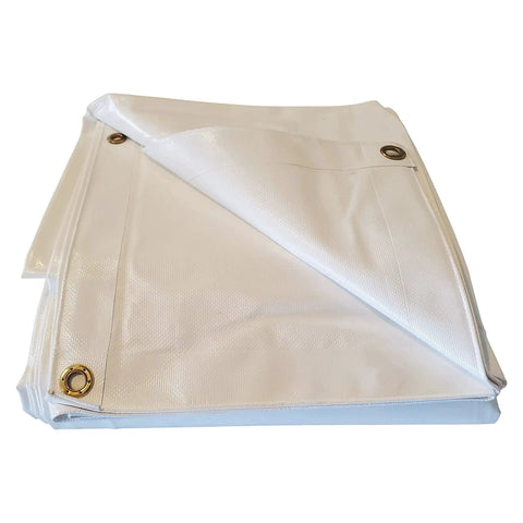 White Vinyl Tarp 13 Oz Industrial Grade Heavy Duty Waterproof Shelter With Reinforced Grommets Every 18 To 24 Inches