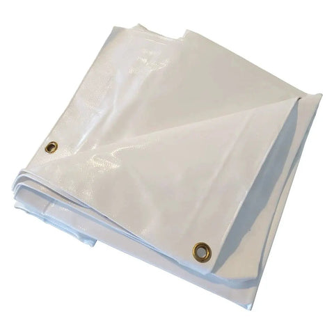 White Vinyl Tarp 13 Oz Industrial Grade Heavy Duty Waterproof Shelter With Reinforced Grommets Every 18 To 24 Inches UV Treated
