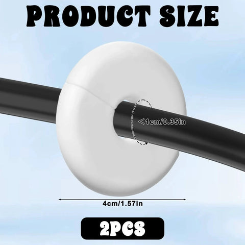 Close-up of 2 Pack Wall Grommets For Cables Pass Through Anti Slip Hole Covers For Walls And Furniture White with cable inserted