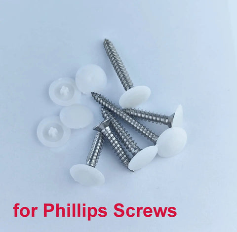 50 Pieces Waterproof Plastic Self Tapping Caps White For Phillips Screw Heads Ideal For Cabinet Bookcase And Shoe Cabinet Hardware Protection Anti Corrosion Plus Long Lasting Utility displayed with screws