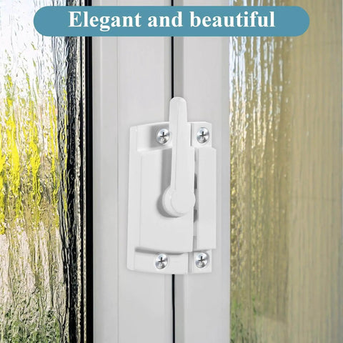 Ten-pack diecast window sash locks with cam action provide secure latching for double hung and sliding windows, installed view.