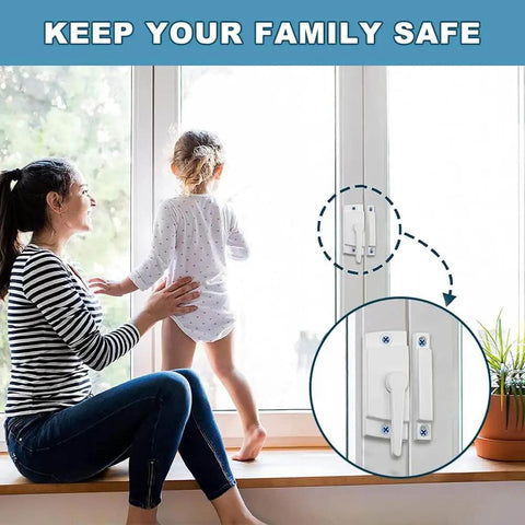 White Sliding Window Sash Locks 2 Pack Cam Action Sash Lock For Double Hung Windows installed on vinyl window