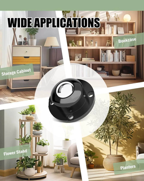 Caster wheel with wide applications for storage cabinet, bookcase, flower stand, and planters