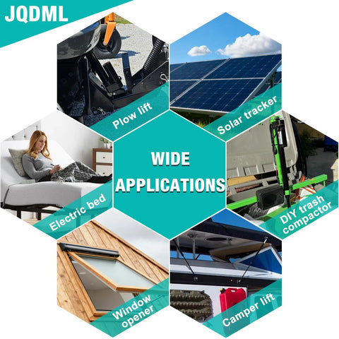 JQDML 24V 6in stroke heavy-duty linear actuator with mounting bracket, IP65 waterproof, 660lbs/3000N