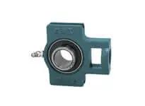 Single UCNST206-18 Wide Inner Ring Take-Up Bearing 1-1/8 in I.D., NST206 Cast Iron Housing with Set-Screw Locking, front view