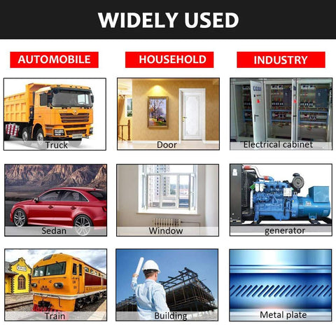 VUAOHIY weather stripping collage: 9 uses (truck, door, cabinet, sedan, window, generator, train, building, plate)