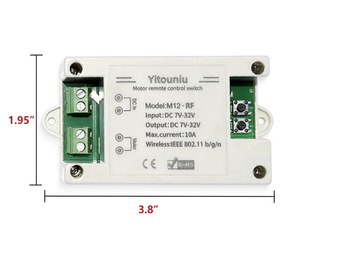 Yitouniu motor forward/reverse controller module, 7-32V DC, 10A, white enclosure with dual screw terminals