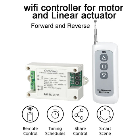 DC motor and linear actuator remote controller module with RF remote