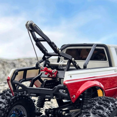 Waterproof 7KG Winch Servo & Tow Truck Crane Kit for 1/18 TRX4M(Black) mounted on a 1/18 scale TRX4M crawler