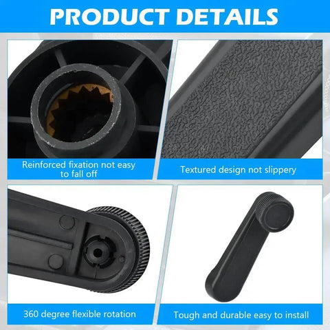 2 Pack Interior Window Crank Handles For Toyota Models 1973 to 2017 Grey Durable Direct OEM Replacement close-up with texture details