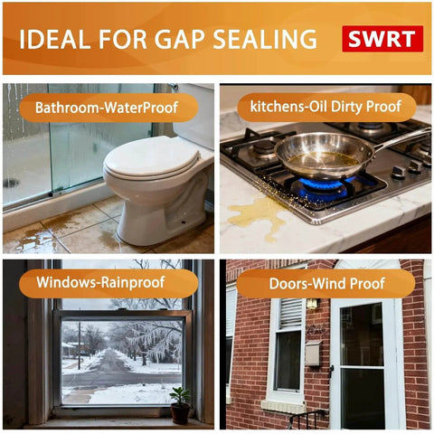 Image showing applications of Thick Window Insulation for Winter Residue-Free, Heavy Duty Transparent Window Weather Sealing Tape in different settings.
