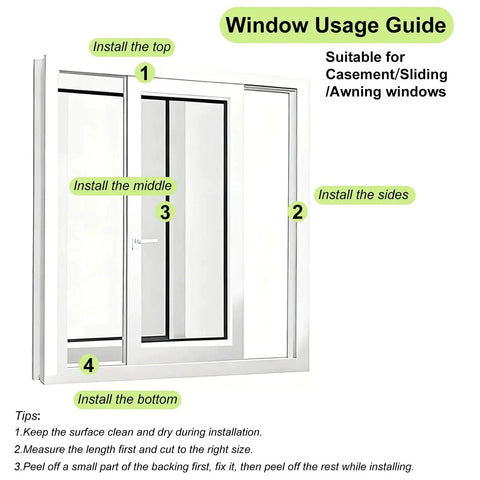 Window usage guide for installing Thick Self Adhesive Brush Weather Stripping For Windows And Doors 0.9 Inch Brush Height By 0.4 Inch Backing Width 33 Feet Length Grey Sliding Seal Strip Window Felt Dust Stopper Draft Blocker Insulation And Winter Weatherproofing with installation steps for casement, sliding, and awning windows.