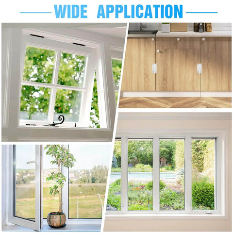 Image showing Cam Action Hook Window Sash Locks 10 Pack White Diecast Window Latches With Keeper installed on various windows.