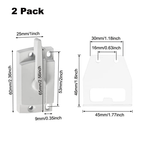 Dimensions of Two Pack Window Sash Locks and Keeper for Sliding Windows with Universal Left and Right Sash Locks