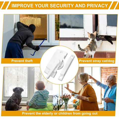 Graphic showing uses of Cam Action Window Sash Locks And Keeper Set For Double Hung And Sliding Windows White Latch Security Hardware 20 Pack