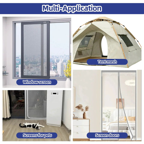 Multi-application uses of Grey Window Screen Repair Tape 3 Inches By 20 Feet Heavy Duty Patch Kit for screens, tents, and doors.