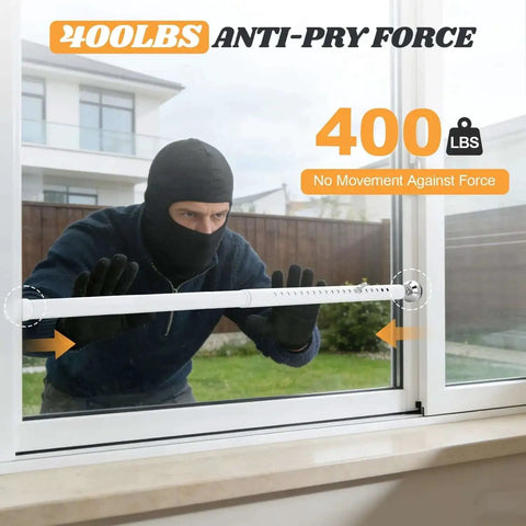 Heavy Duty Adjustable Sliding Door Security Bar For Home And Travel Anti Pry Door Stopper Keeps Intruders Out installed in window