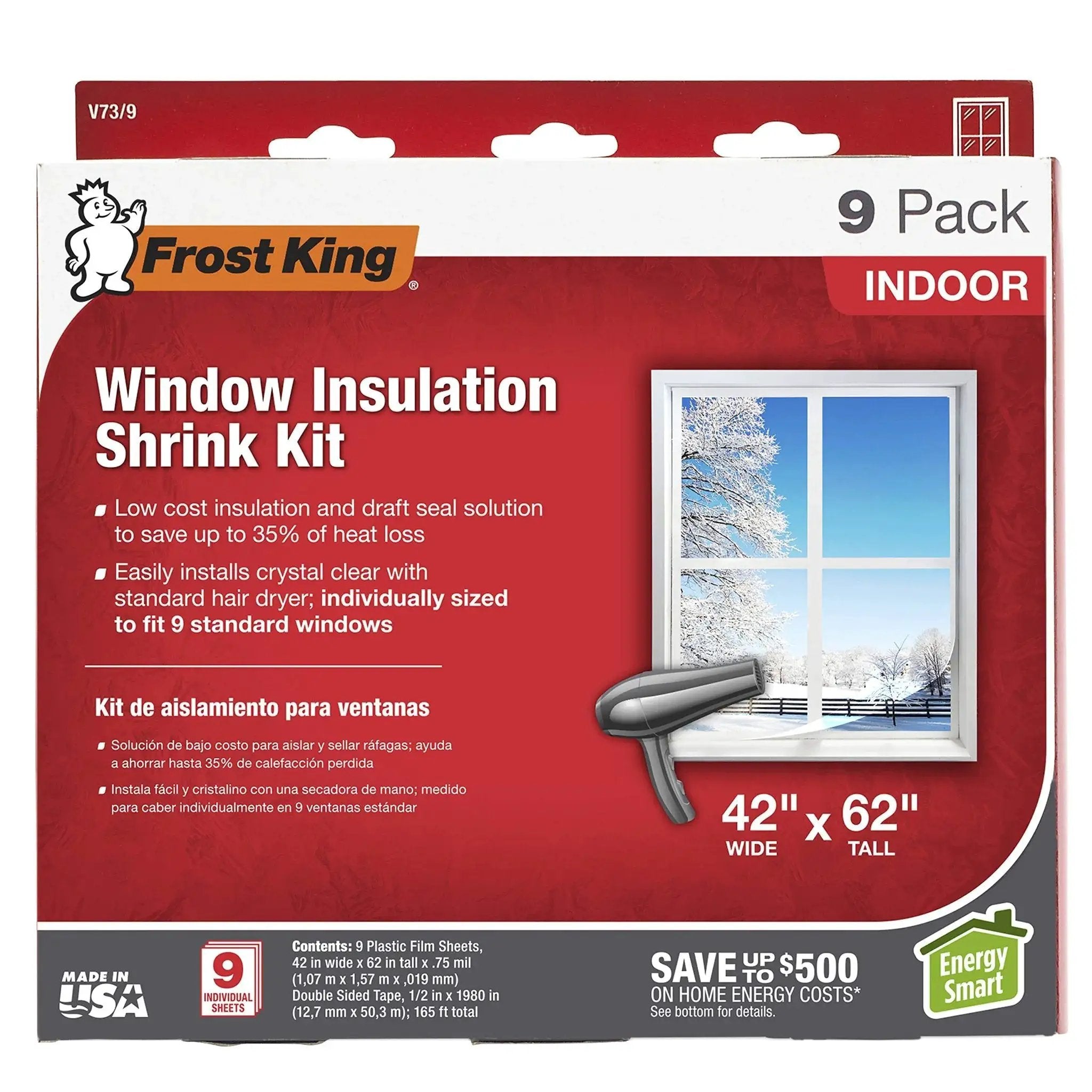 Indoor Window Shrink Kit For 42 To 62 Inch Windows Cle...