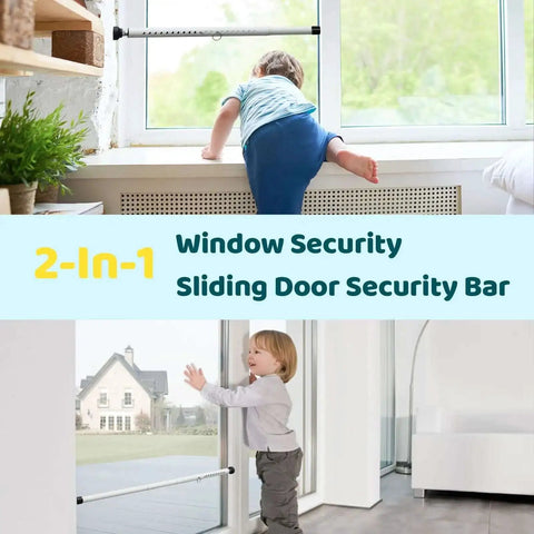 Heavy Duty Sliding Door Lock Bar for Windows, Patios, Balconies and Apartments, Adjustable From 18 To 50 Inches, 1 Inch Steel Security Bar