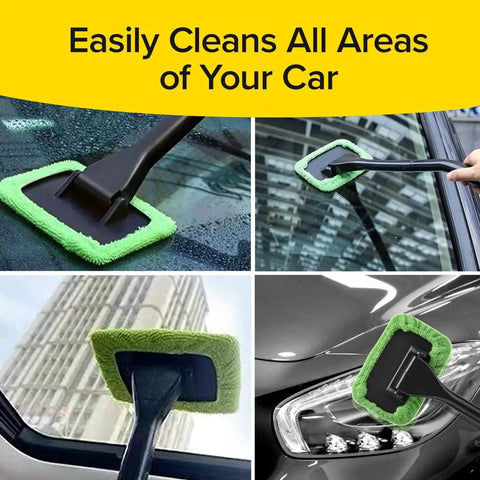 Reach Free Windshield Cleaning Tool With 16 Inch Detachable Handle Microfiber Window Cleaning Device Includes Extra Bonnet And Spray Bottle Cleans Windshields Without Reaching And Fits In Glovebox cleaning various surfaces
