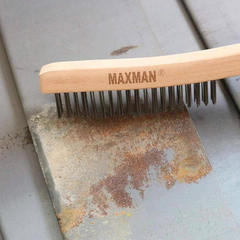 Wire Brush, Heavy Duty Stainless Steel Wire Brushes for Cleaning Rust on metal surface with beech wood handle