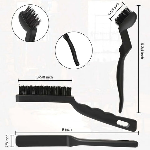 Wire Brushes Pack of 6. for Cleaning Welding Slag, Rust and Dust. 9" and 6-3/4" Brass, Nylon, Stainless Steel Brushes with Rigid Handle