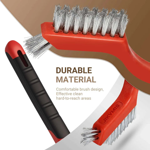 Close-up of stainless steel bristle from 6 Pieces Wire Brushes Set, Nylon/Brass/Stainless Steel Bristles for Cleaning Welding Slag and Rust.