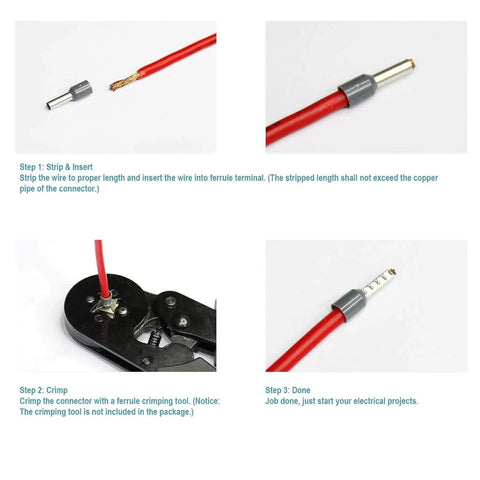 80 Piece Wire Ferrule Kit With 40 Black And 40 Red Insulated Terminal Crimps For 25 mm2 And 4 AWG Cables Silver Plated Ferrule Ends