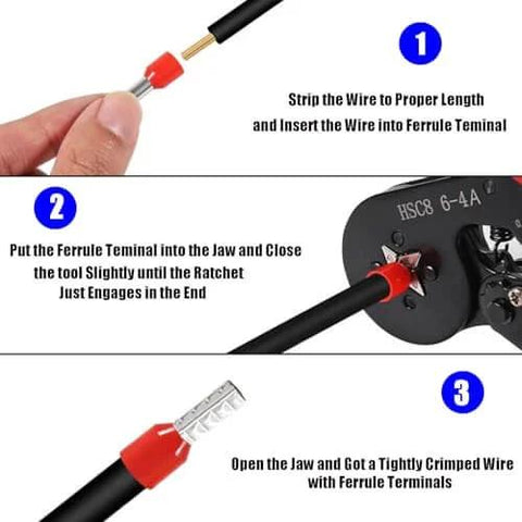 Steps to use 1200 Piece All In One Beefed Up Assorted Wire Ferrules Terminals Kit For AWG 22 To 10 Heavy Duty Insulated Copper Crimp Connectors