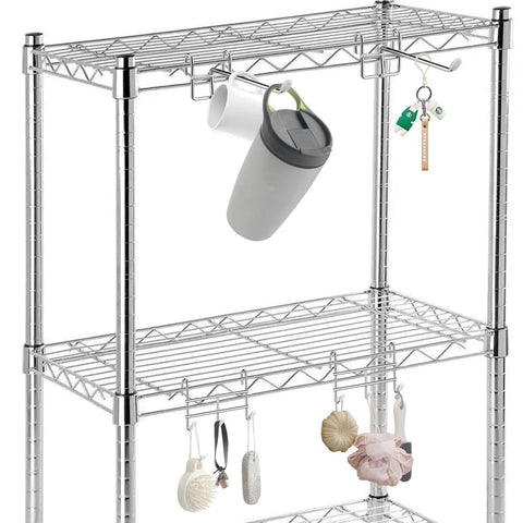 Hooks for Wire Shelving, Multi-Purpose Durable Hanging Wire Shelving Hooks with Rubber Cover for Wall Grid Panels (6 Pack) on rack