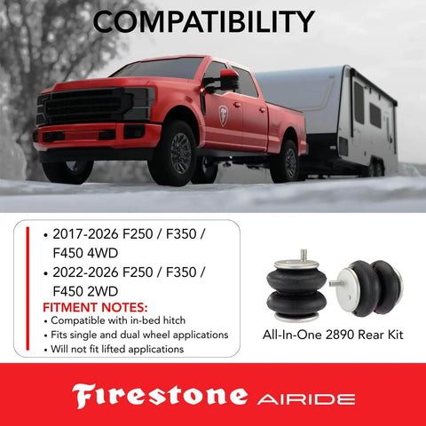 All In One Wireless Rear Air Helper Spring Kit For 2017 To 2026 F250 F350 F450 Super Duty 4WD with truck and trailer