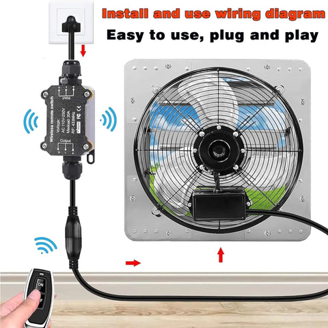 Diagram showing installation of Remote Control Power Switch For Outdoor Use Waterproof Wireless Light Switch With 165 Feet Range